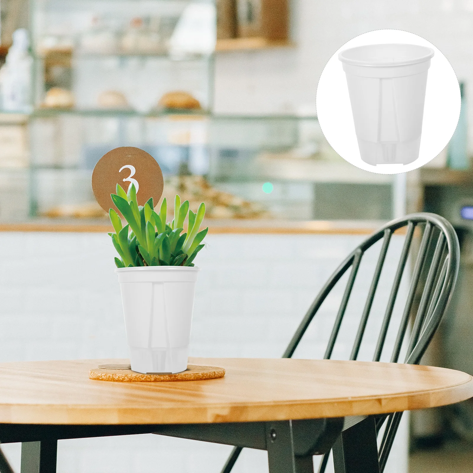 

5 Pcs Self Watering Lazy Flower Planter Transparent White Basin chid Pot 12x8.3x14cm Plastic Plant Pot Home