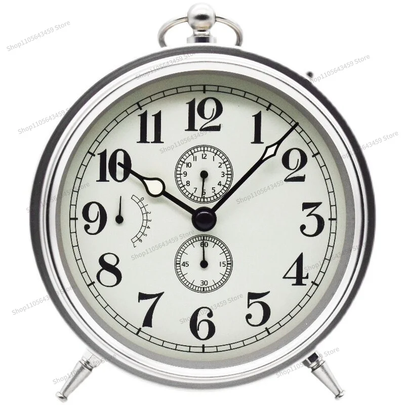 For Mechanical Movement Alarm Clock Modern Watch Creative Metal Clock Simple Large Capacity Bedroom Living Room