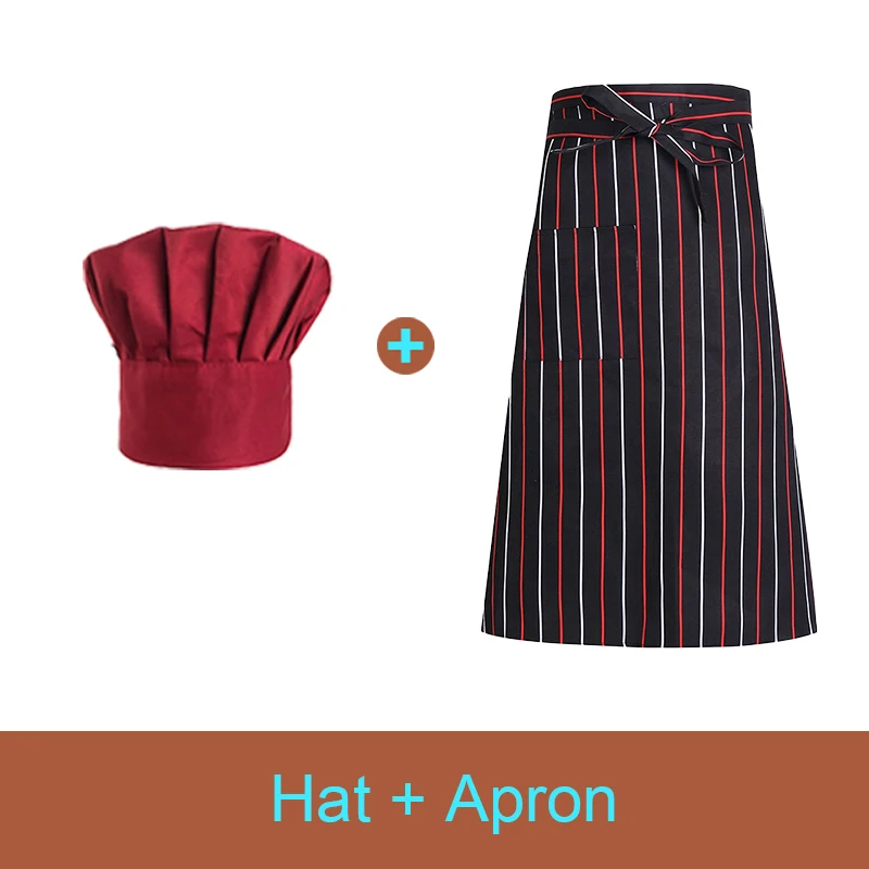 Wholesale Set Cooking Apron Catering Cap Hotel Chef Pinafore Man Restaurant Kitchen Cook Work Apron Bakery Cafe Woman Waiter Hat