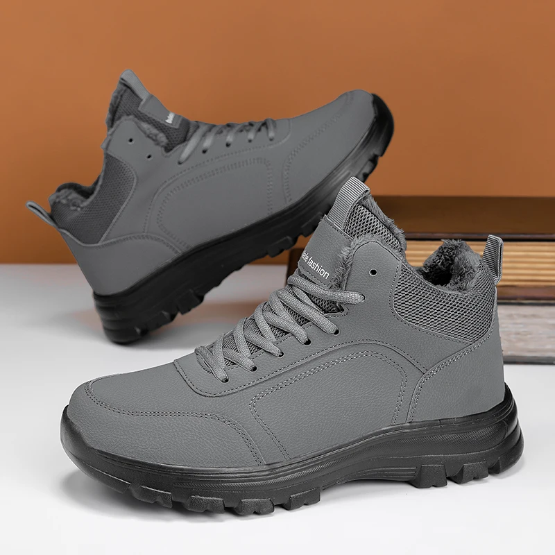 

YRZL/мужские термозимние ботинки, противоскользящие зимние ботинки, водонепроницаемая легкая удобная уличная походная рабочая обувь на теплой подкладке