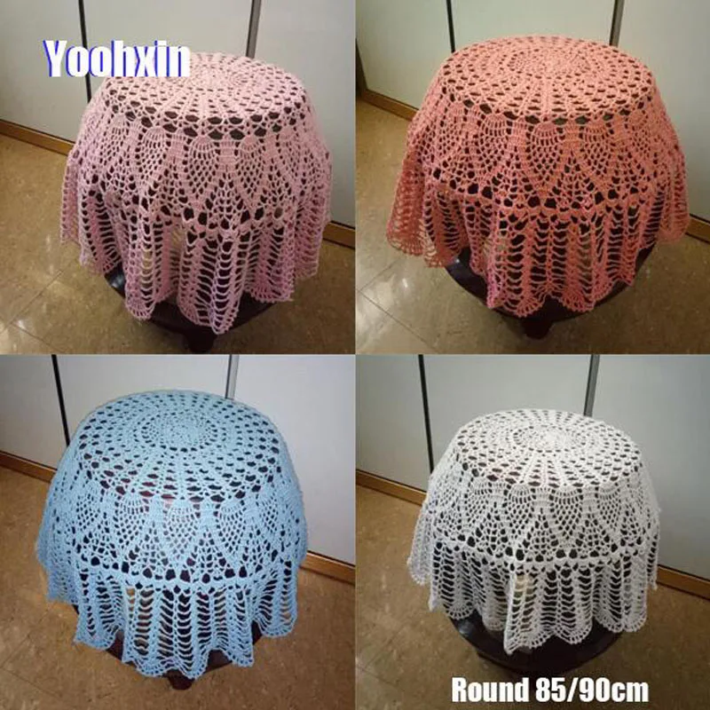 

HOT round Handmade flower crochet white table cloth cover cotton tablecloth Christmas wedding Table decoration and accessories