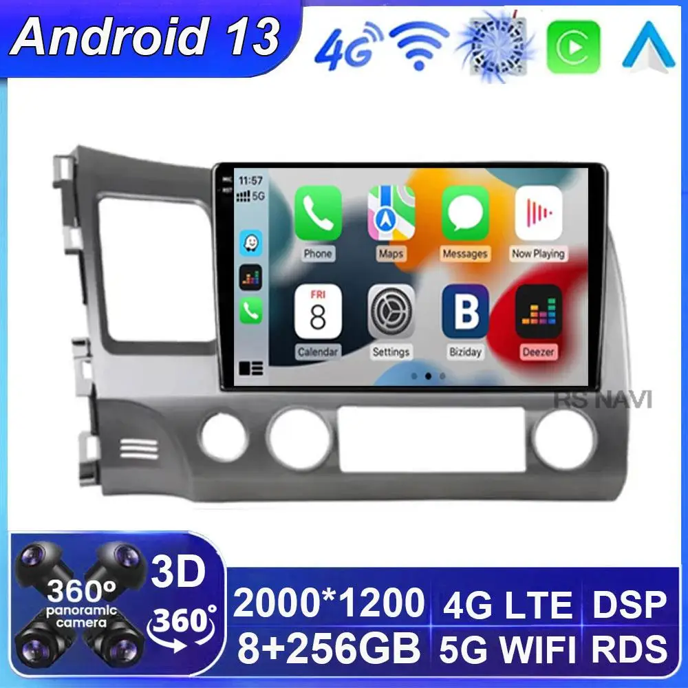 

Android 13 Car Radio Multimedia for Honda Civic 8 2005 - 2012 GPS Navigation 2din DVD Stereo Carplay Speakers Head Unit Audio