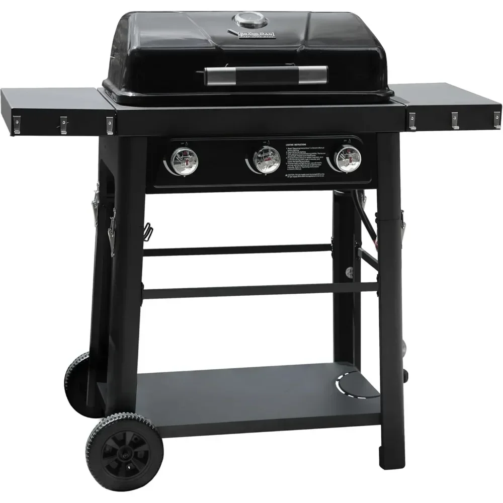 

3 Burner Propane Gas Grill with Portable Tabletop Propane Grill & Enameled Cast Iron Grates, Gas BBQ Grill