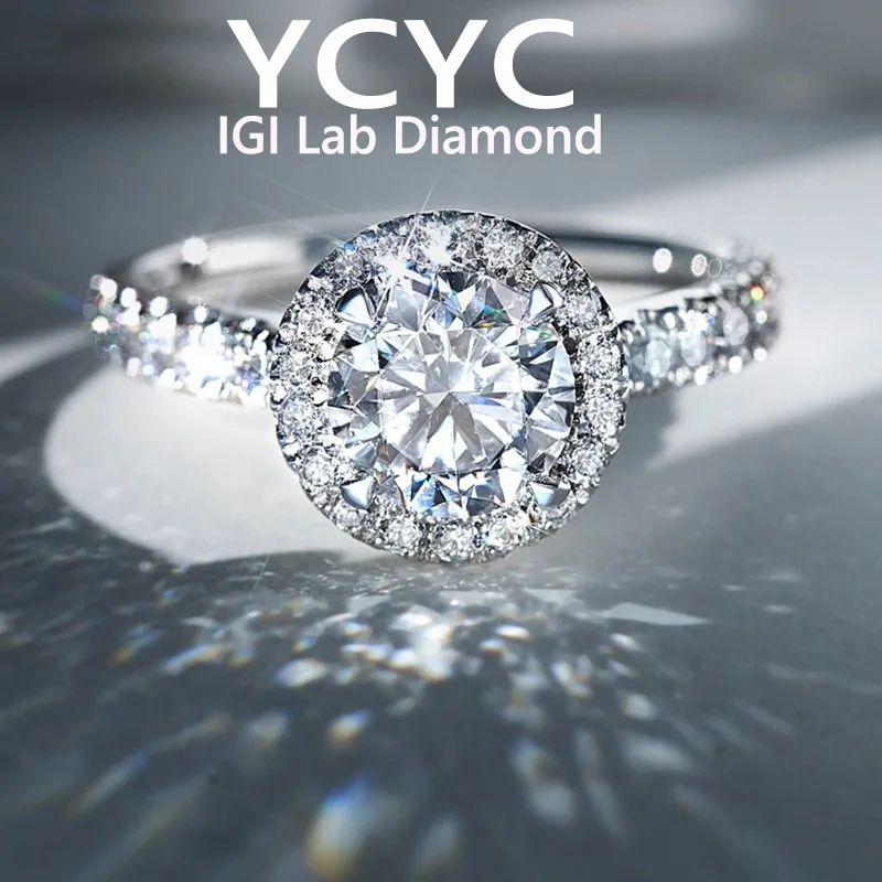 1 2 3 4 5Ct 14K White Gold Lab Grown Diamond Ring Round Cut Diamond CVD HPHT DEF VS-VVS Wedding &Engagement Ring ﻿