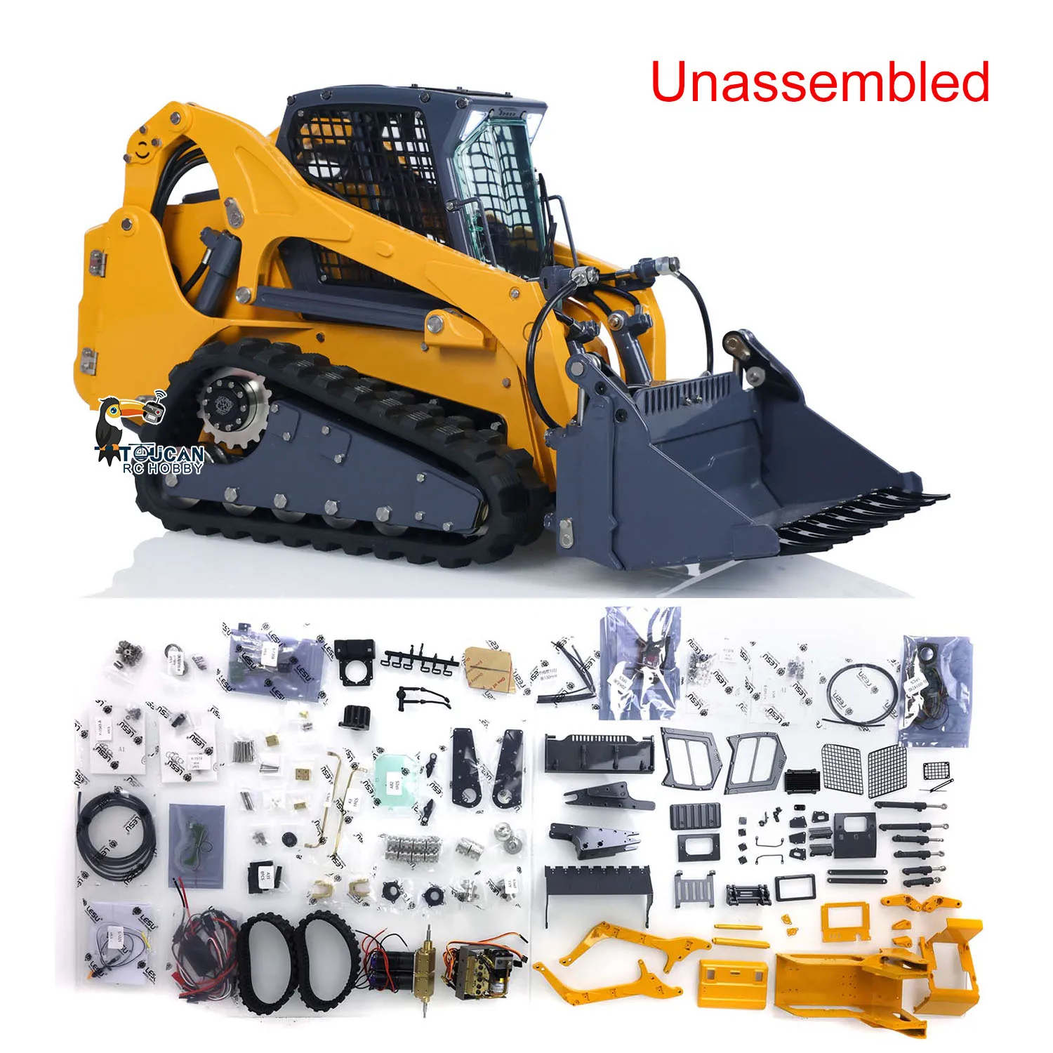 1/14 Lesu Painted Aoue Lt5 Rc Hydraulic Loader Metal Skid-Steer Tracked Car Sounds Toucan Earth Mover Model