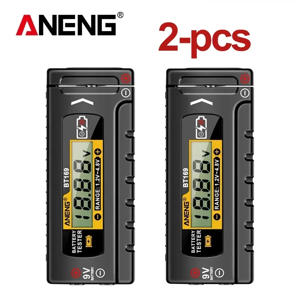 

2Pcs Digital Battery Testers ANENG BT169 Detector Battery capacity Tester AA/AAA/C/D/9V/1.5V Button Cell Electricity tester Tool