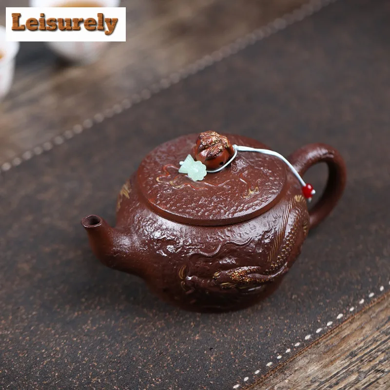 

310ml Boutique Yixing Purple Clay Teapots Handmade Dragon Pot Raw Ore Purple Mud Kettle With Infuser Chinese Zisha Tea Set Craft