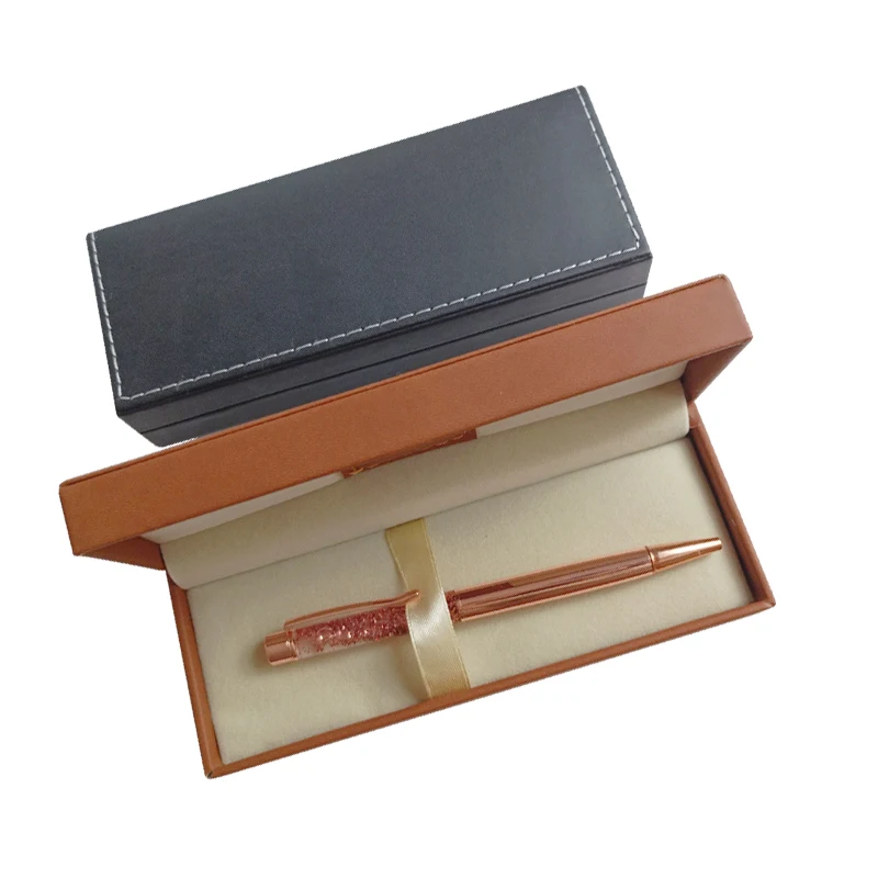 Business Pen Packaging PU Gift Box Creative Advertising Gift Pencil Case Costom Pen Boxes High End Leather Pencil Case