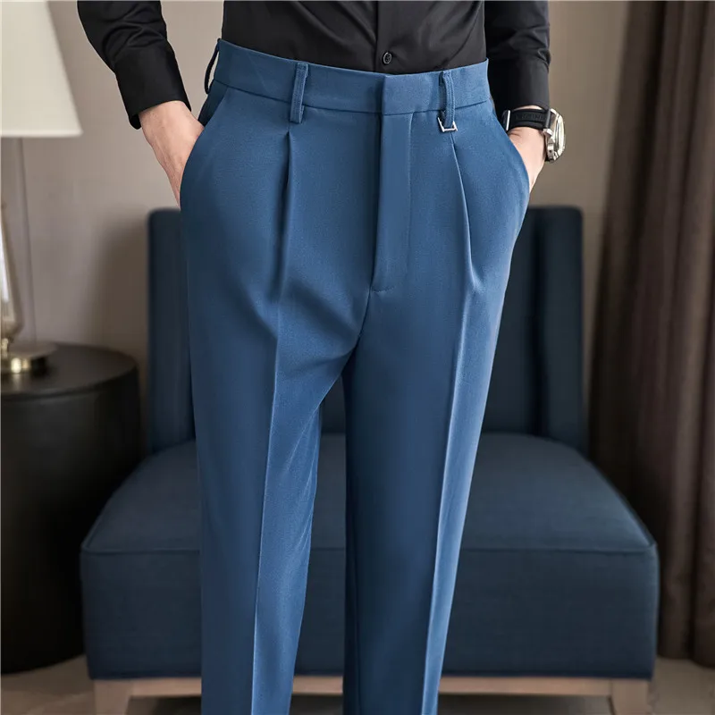 Men Stretch Boutique Suits Pants Male Formal Wear Wedding Dress Trousers Quality Men British Style Business Casual Suit Pants 36