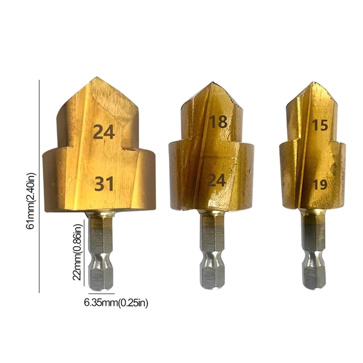 Broca escalonada de 3 uds, herramienta de conexión de tubería de agua con vástago hexagonal de 20/25/32mm, broca central de perforación de madera