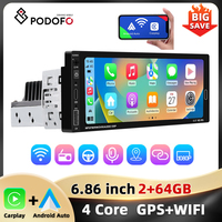 Podofo 1Din MP5/Android Car Radio 2 + 64G 4Core Multimedia Player Carplay Android Car Bluetooth Mirrorlink FM 6.86 ''Car Stereo