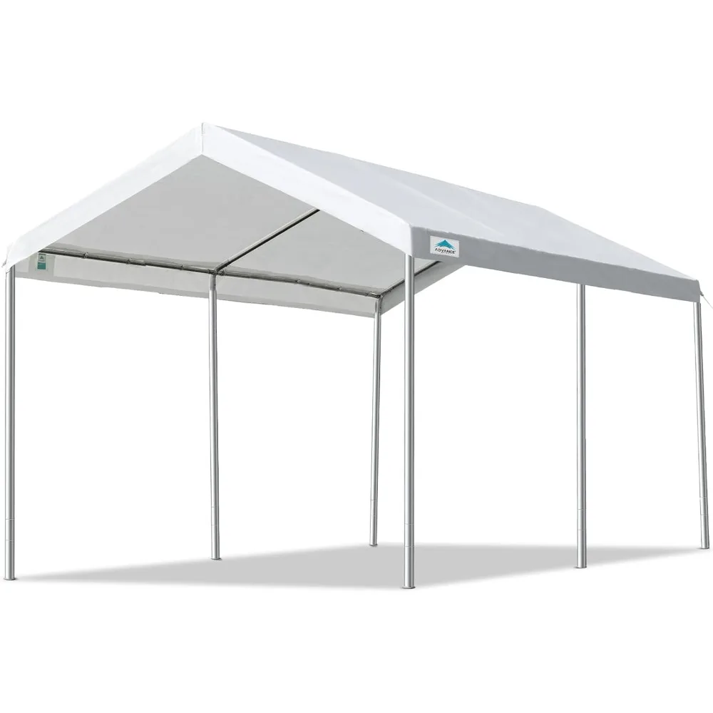 

10x15 ft Heavy Duty Carport Potable Car Canopy Garage Party Tent Boat Shelter, Adjustable Height from 9.5 ft to 11 ft, White