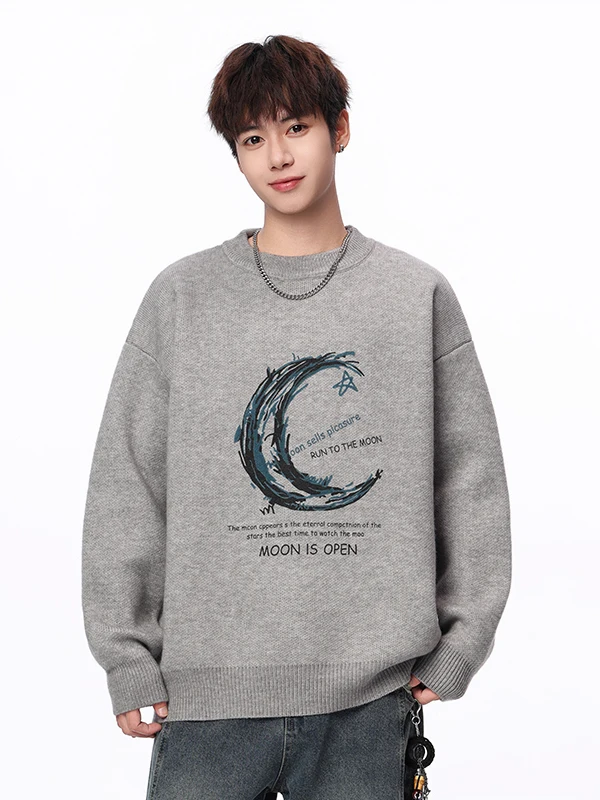 

Winter Knitted Sweater Men's round Ne Faion Tassel Loose Knitwear Base irt Overhead Trendy Brand Teenage Student