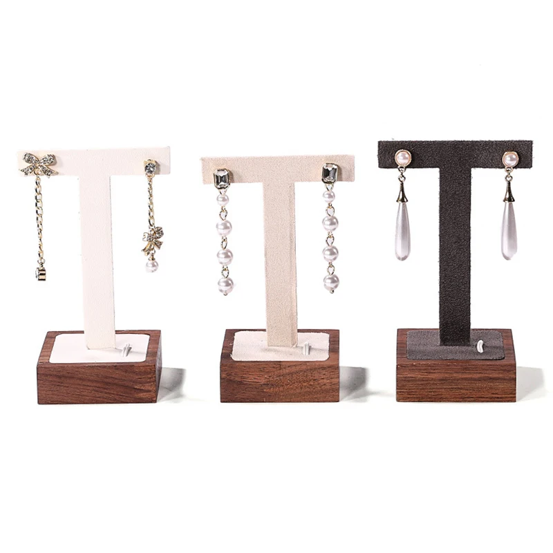 

Black Walnut T-Shaped Earring Display Stand Earring Hook for Jewelry Counter Displaying Ear Stud Jewelry Props 1Pcs