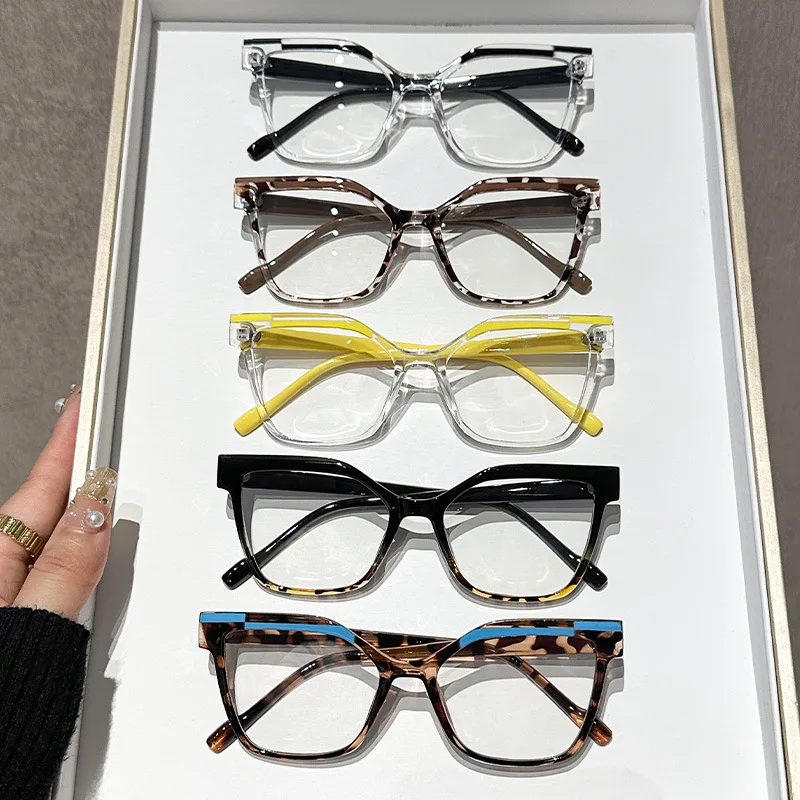 Rechteckige + gespleißte farbige Lesebrille, neutrale High-End-Texturbrille, Anti-Blaulicht, kann als dekorative Brille verwendet werden – Detail 4
