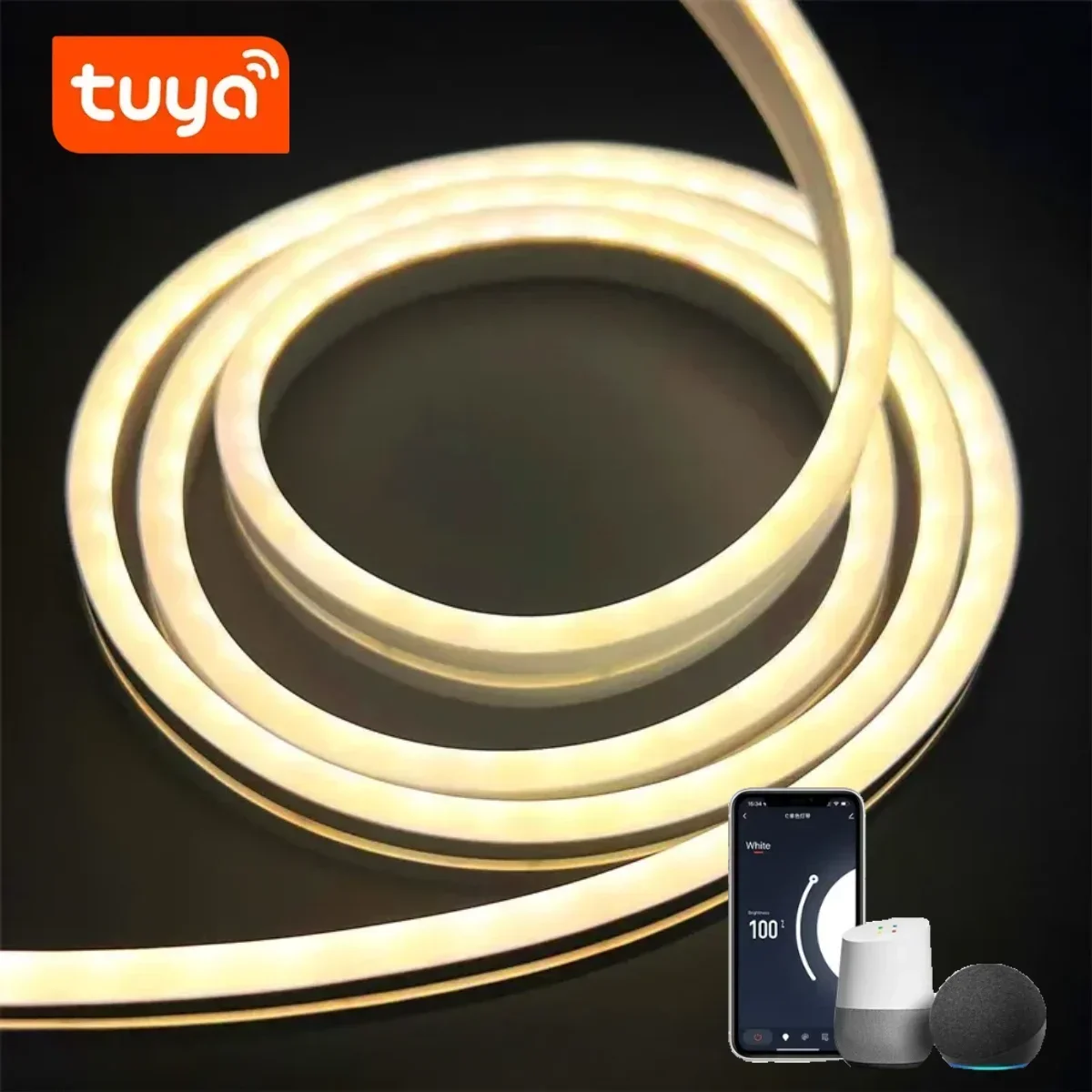 USB 5V TUYA Smart LED Neon Strip Light Flexible Waterproof APP Dimmable Support Alexa Google Home Voice Control Bedroom Kitchen