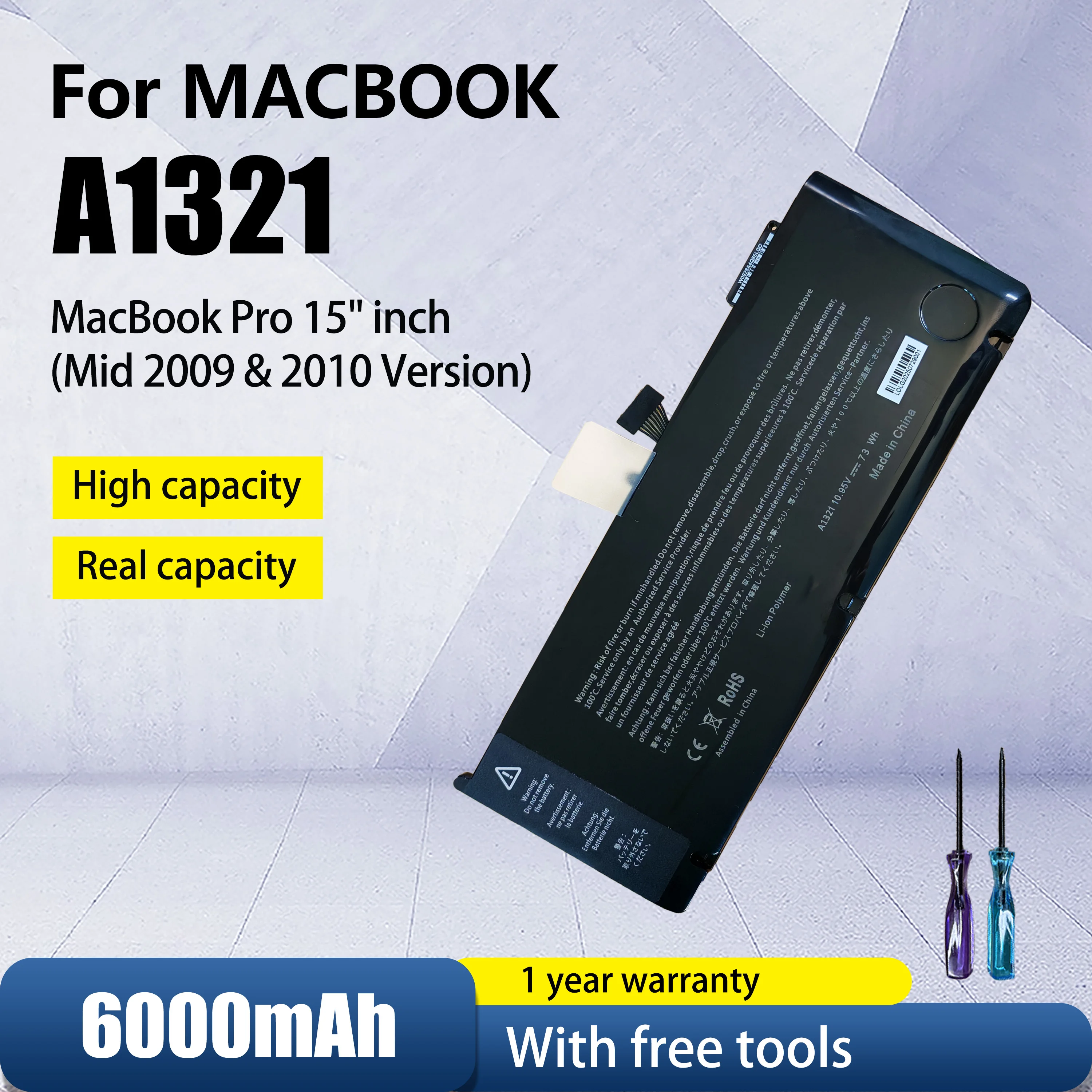 

A1321 laptop Battery for APPLE MacBook Pro 15" A1286 2009 2010 020-6380-A MC118LL/A MC372 MC371 MB985 MB986LL/A Fast Delivery