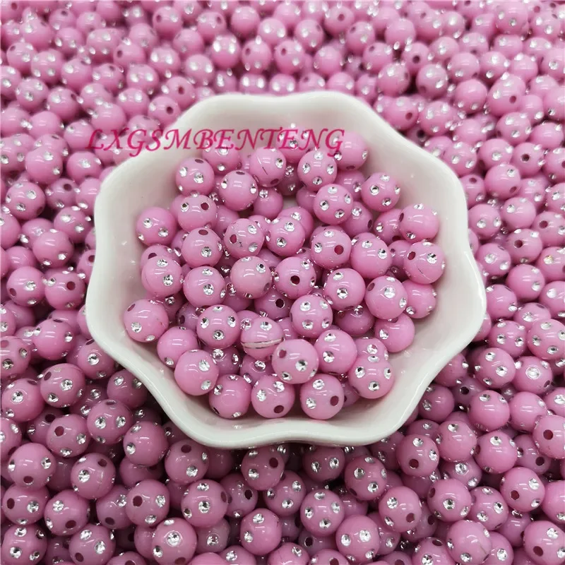 50 piece/lot 8mm Bright Shiny Round Acrylic Loose Spacer DIY Beads For Jewelry Findings  making Bracelet