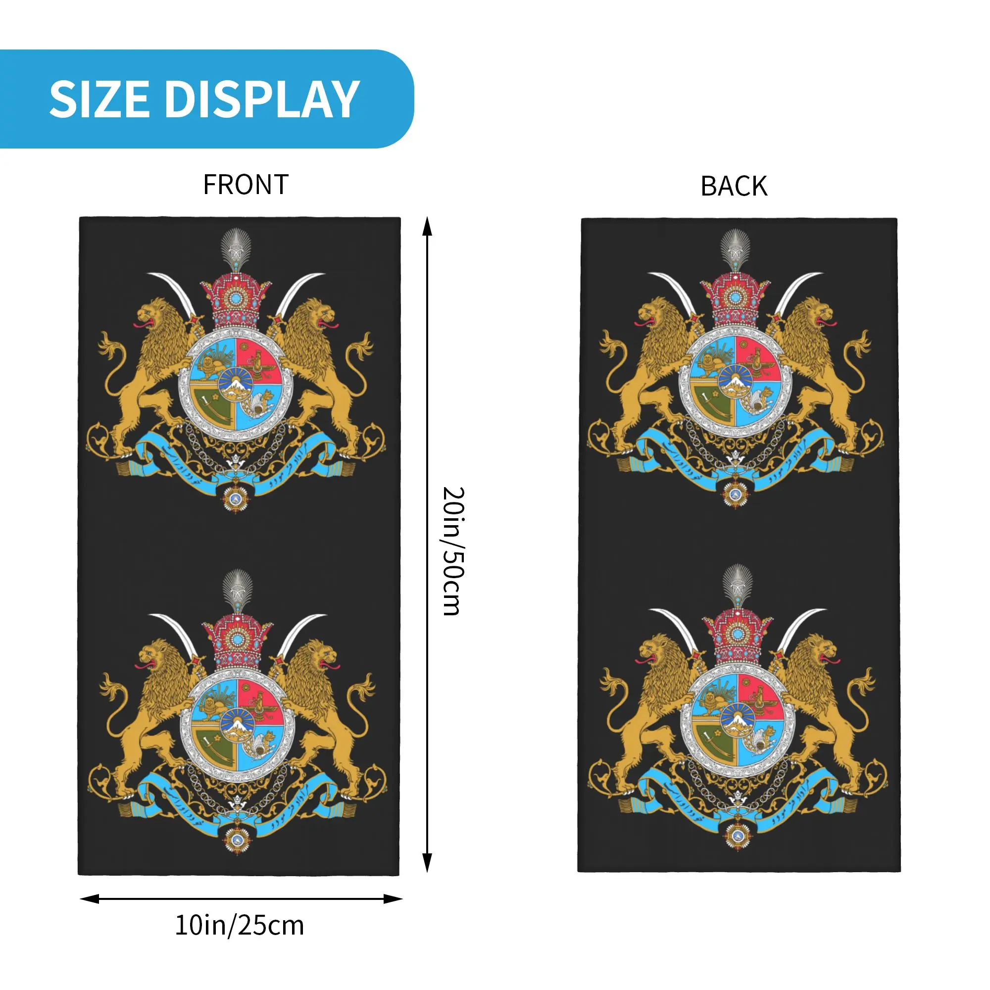 Custom Imperial Coat of Arms of Iran Bandana Neck Warmer Women Men Winter Ski Hiking Scarf Gaiter Iranian Lion Face Cover