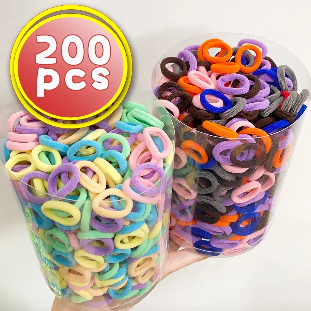 50/100/200 sztuk dziewczynek kolorowe nylonowe elastyczne gumki do włosów kucyk trzymaj małą gumkę do włosów gumowe Scrunchie akcesoria do włosów prezenty