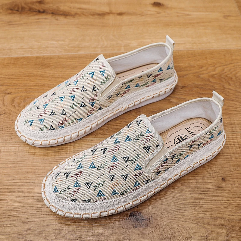 Men's Summer New Shoes, Shallow Mouth Shoes, Men's Flat Canvas Shoes, Lazy One Step Casual Versatile Fisherman's Shoes