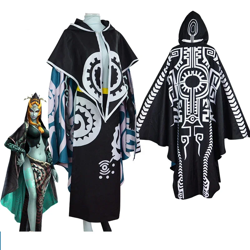 Anime Midna Cosplay Costume Adult Female Halloween Party Cosplay Suit Midna Sexy Cloak Skirt Full Set Plus Size