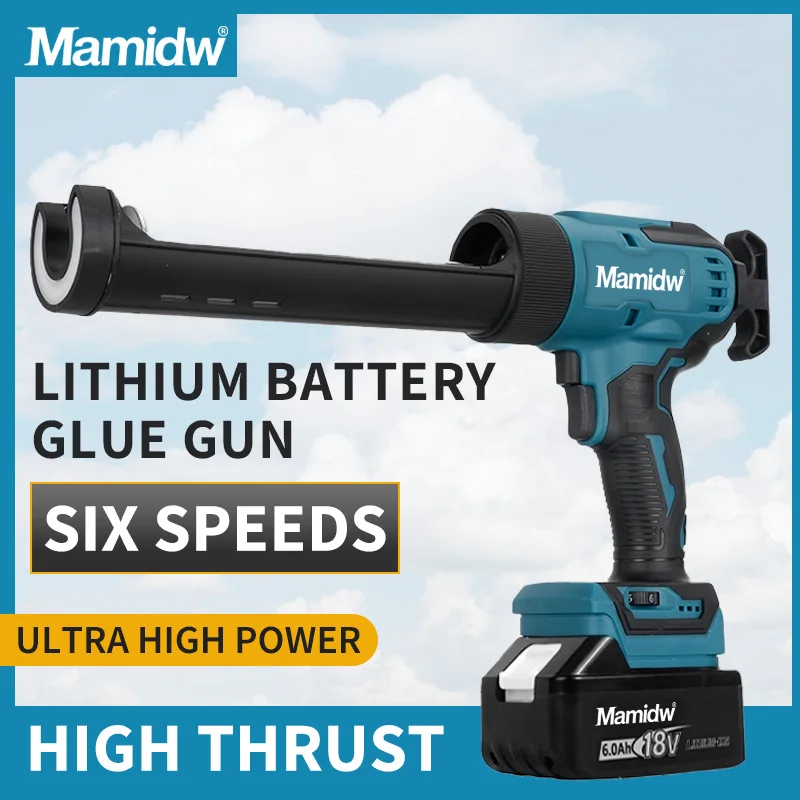 Pistolet à calfeutrer Mamidw, réglable à 6 vitesses, pistolet à calfeutrer électrique sans fil super puissant, adapté au scellement dans la construction, compatible avec la batterie Makita 18V PIN.