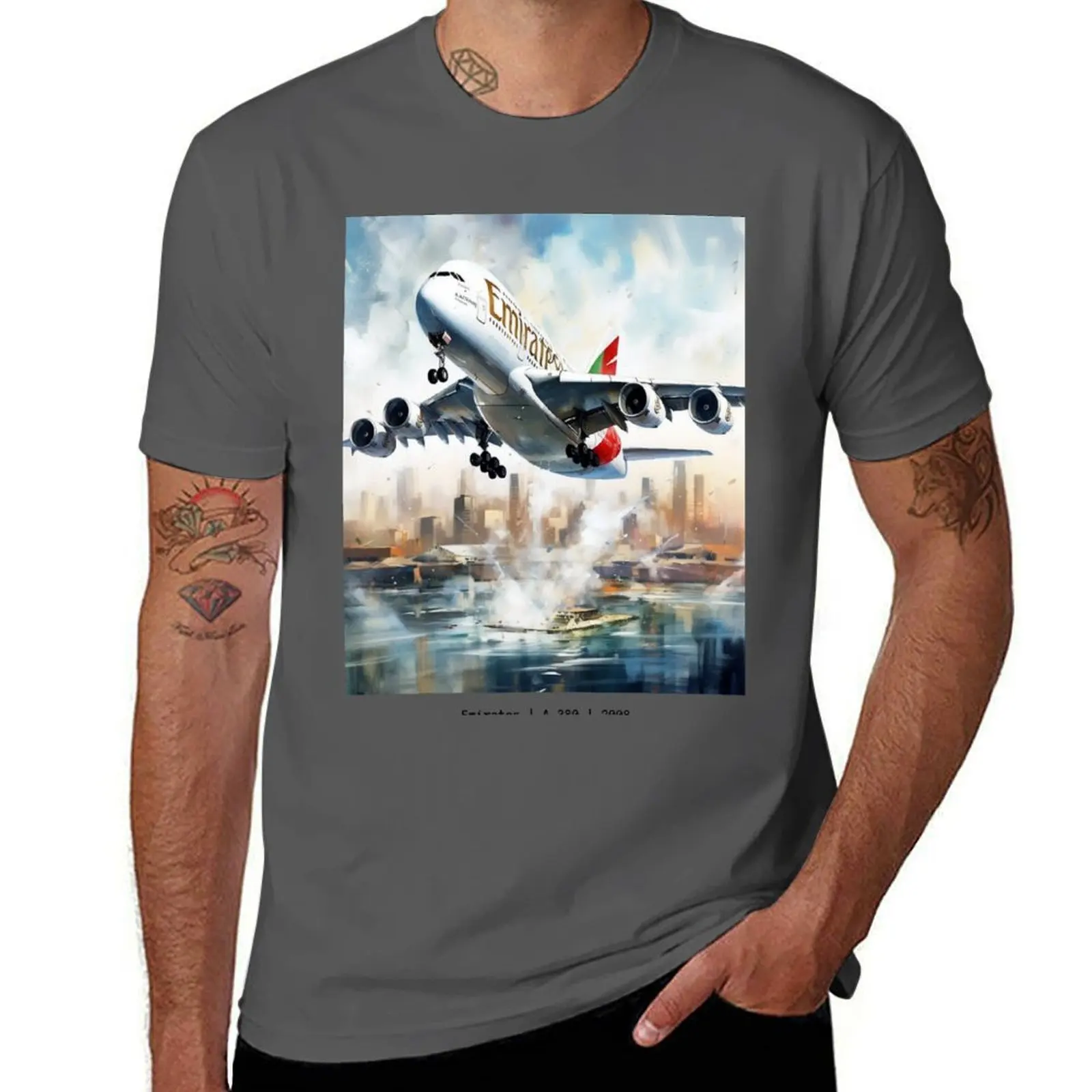 

Emirates A380 2008 Airbus Super jumbo Jet A380 Art Art Gift T-Shirt Casual Breathable Short Sleeve Top