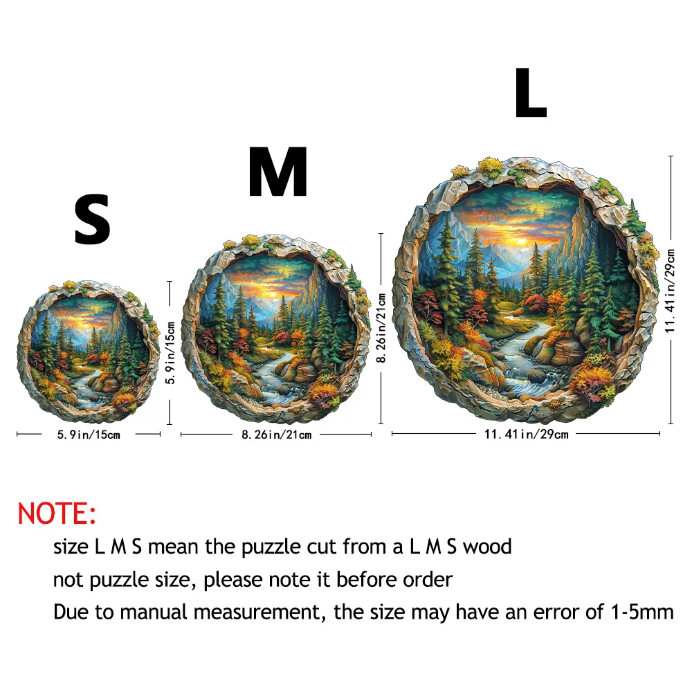 Challenging Forest Animal Wooden Puzzle - S/L Size, Vibrant Mountain and Waterfall Scenes, Perfect Home Decoration Painting Birt