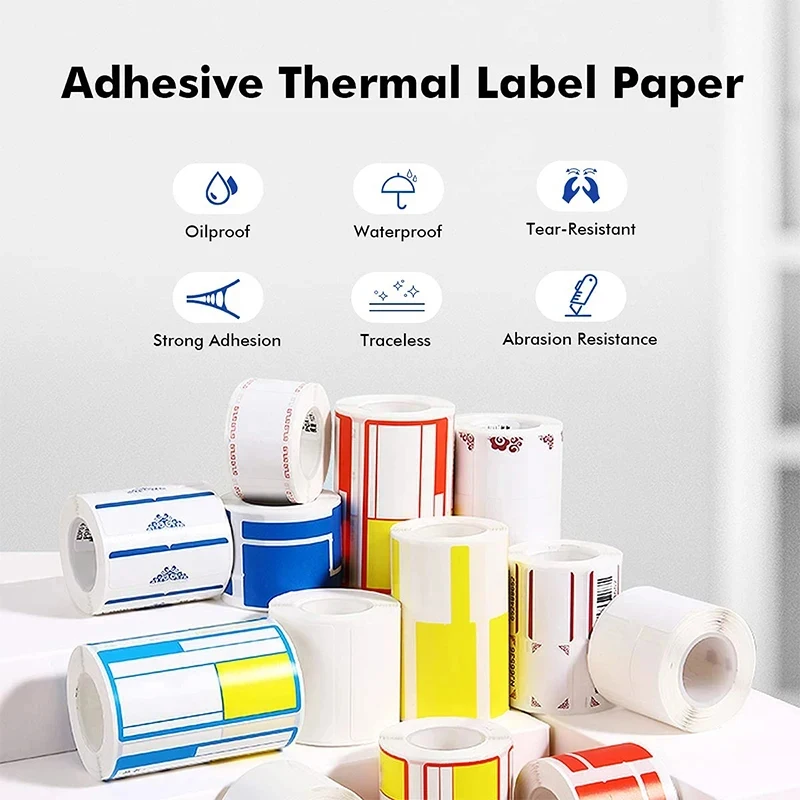NiiMbot B1/B203 B21/B3s Label Printer Waterproof Anti-Oil Tear-Resistant Price Tag White/ Cable/Color/Round Thermal Label Paper