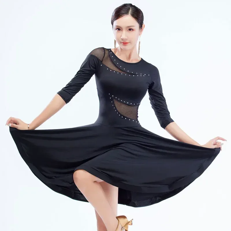 

Rhinestone Latin Dance Costumes for Women Latin Dance Black Dancewear Adult Ballroom Dancing Costumes Women Latin Dresses