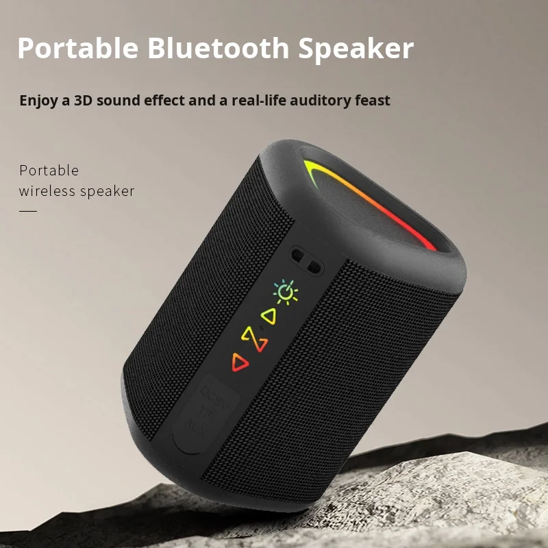 New Upgraded Portable BT5.3 10W IPX7 Waterproof Speaker Enhanced Bass RGB LED Light Home Theatre Computer Mobile Phone Outdoor