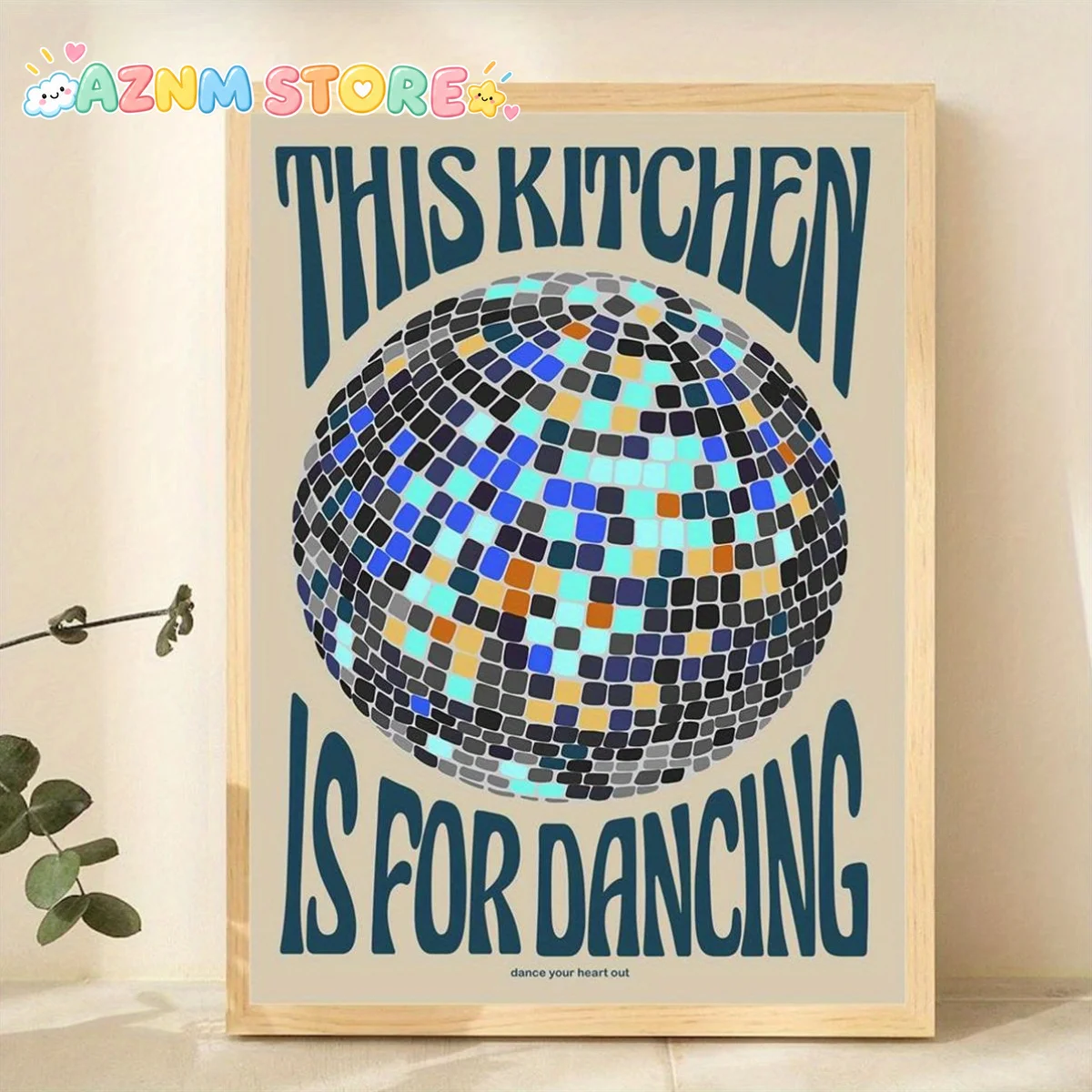 2027 1pc  One Unframed Canvas Print Featuring Vintage Artwork, Showcasing a Dancing Kitchen Theme with a Disco Ball. This Ret
