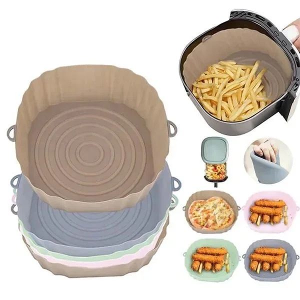 Air Fryer Silicone Pot Reusable Liners Oven Baking Tray Pizza Fried Chicken Basket Cook Mat Home Kitchen Air Fryer Accessories