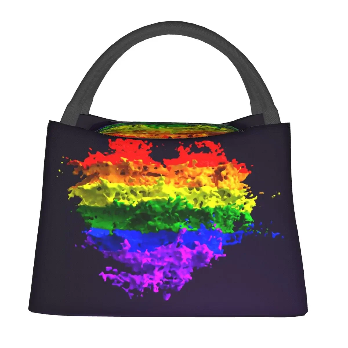 

Rainbow Heart Graffiti Lunch Bag 3d Illustration Lunch Box For Women Outdoor Picnic Portable Cooler Bag Designer Tote Food Bags