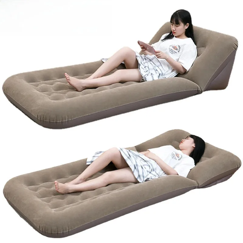 Air Mattress Sleeping Pad Mat With Air Pump Adjustable Backrest Inflatable Lounger Air Sofa Portable Chair Bed Portable PVC