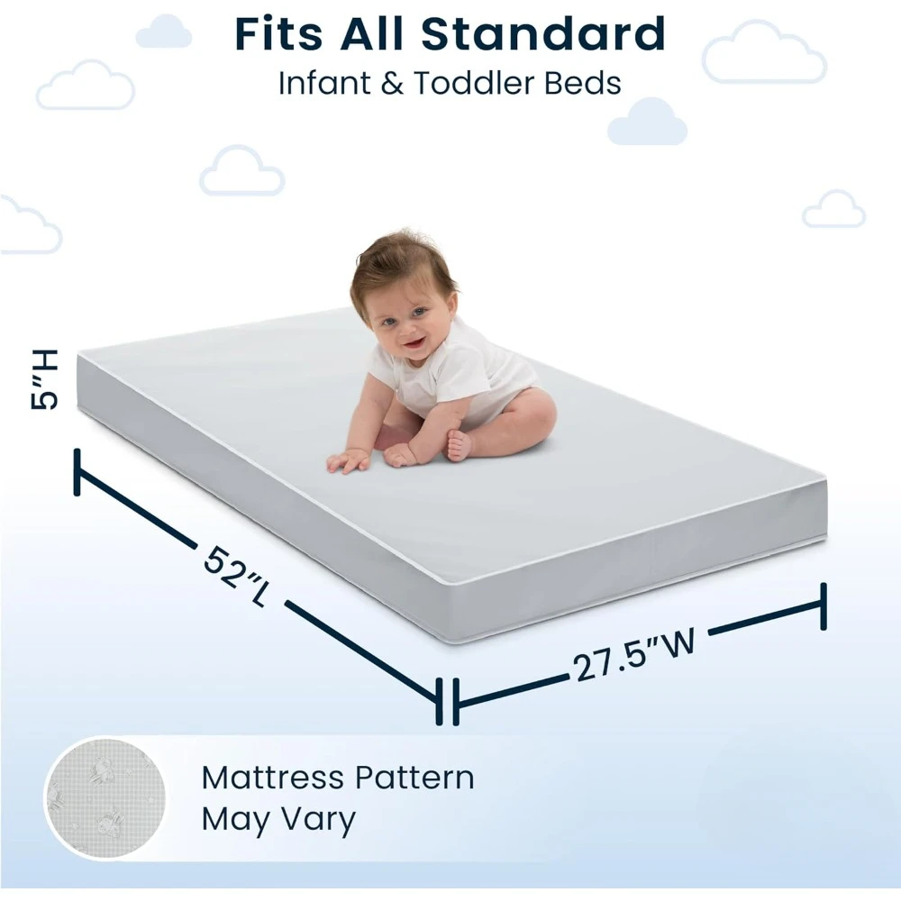 Dual Sided Crib and Toddler Mattress - Waterproof - Hypoallergenic - Premium Sustainably Sourced Fiber Core