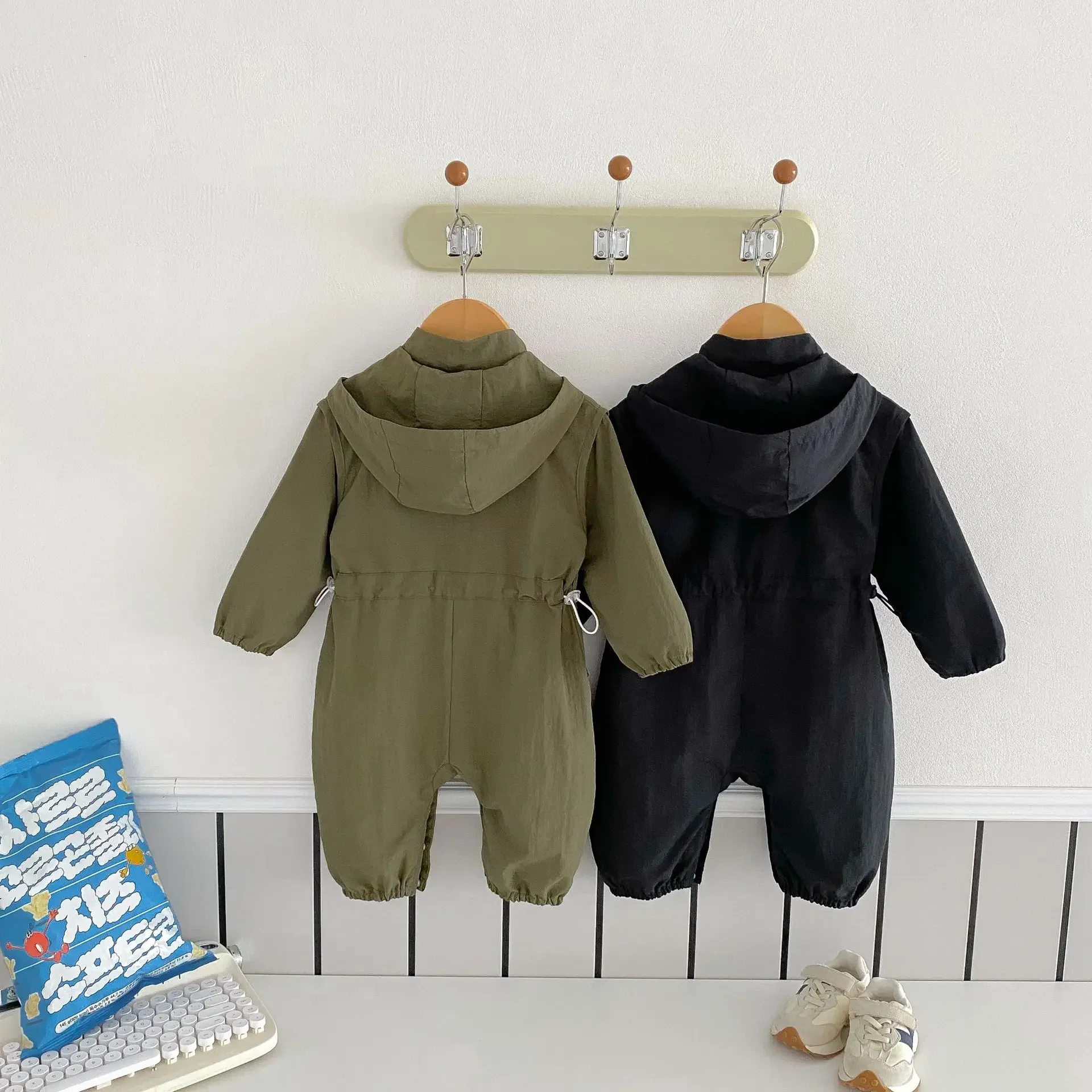 MILANCEL 0-3 Y New Autumn Baby Clothes Newborn Jumpsuit Thin Outdoor Jacket Infant Boys Casual Hooded Romper Toddler Outwear