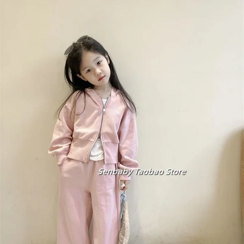 

Girls Coat +Pants Kids Suits 2PCS/Set Cotton 2024 Pink Spring Autumn Cotton Tracksuit School Suits Christmas Gift Children Cloth