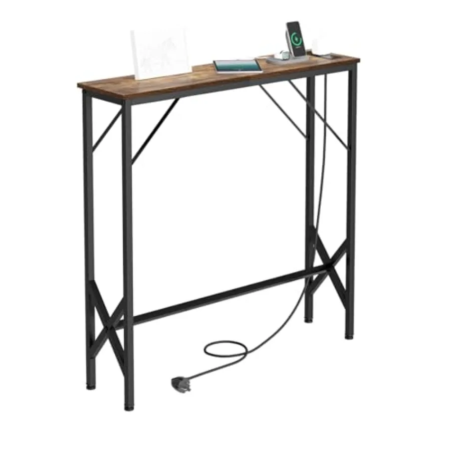 

31.5'' Console Table Skinny Entryway Table with Fast-Charging Station Narrow Long Sofa Table Behind Slim Couch Table for Entran