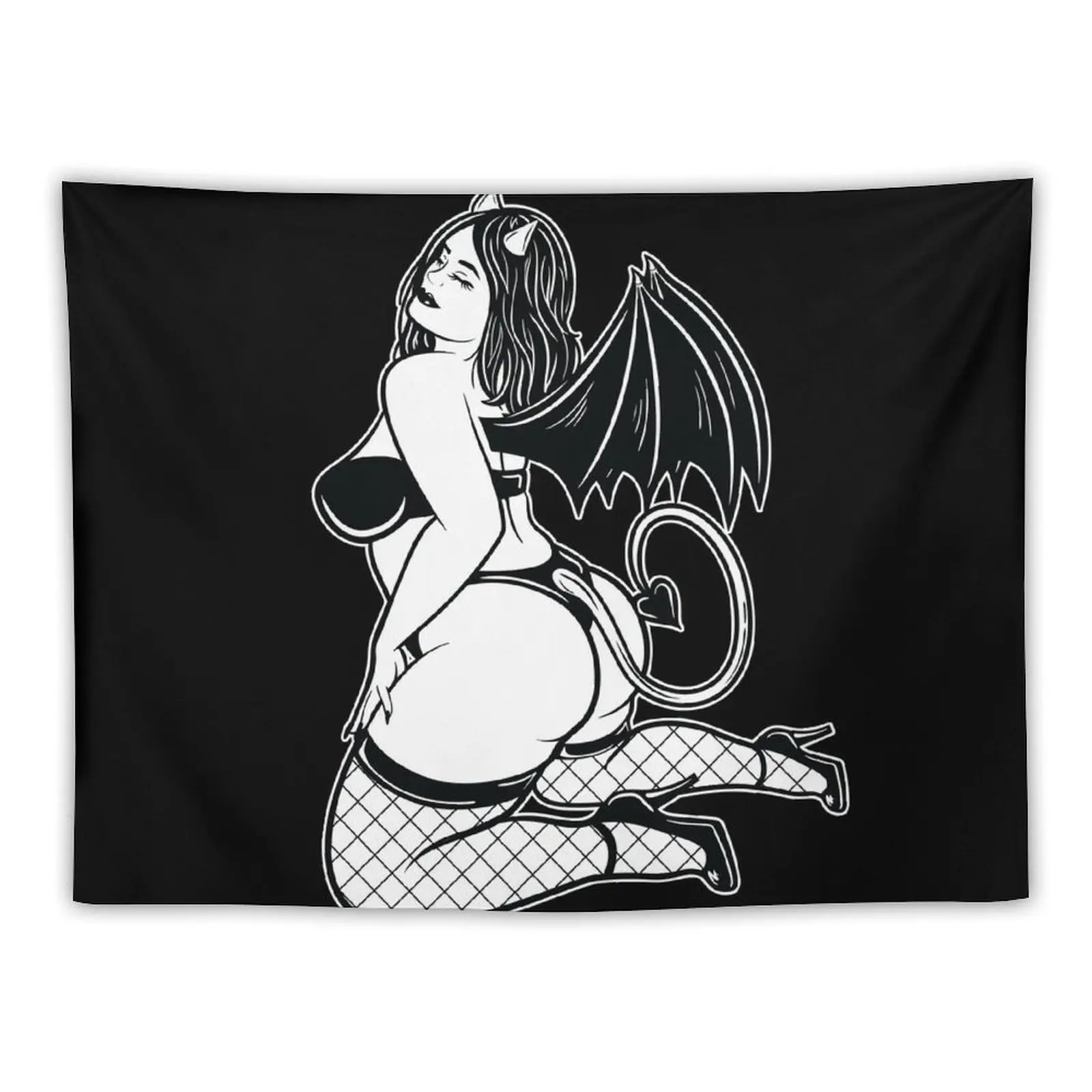 Curvy Pinup Demon Girl Halloween Devil Tapestry Decorative Paintings Hanging Wall Bedroom Decorations Decorative Wall Tapestry