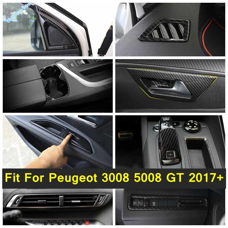 

Car Interior Accessories Air AC Vent Outlet / Gear Shift Knob / Steering Wheel Cover Trim For Peugeot 3008 5008 GT 2017 - 2023