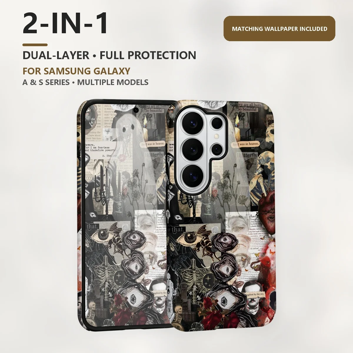 Halloween Gothic Collage Art 2-in-1 Dual-Layer Phone Case for Samsung Galaxy S26 S25 S24 Plus Ultra FE S20 FE A56 A17 A16 A15