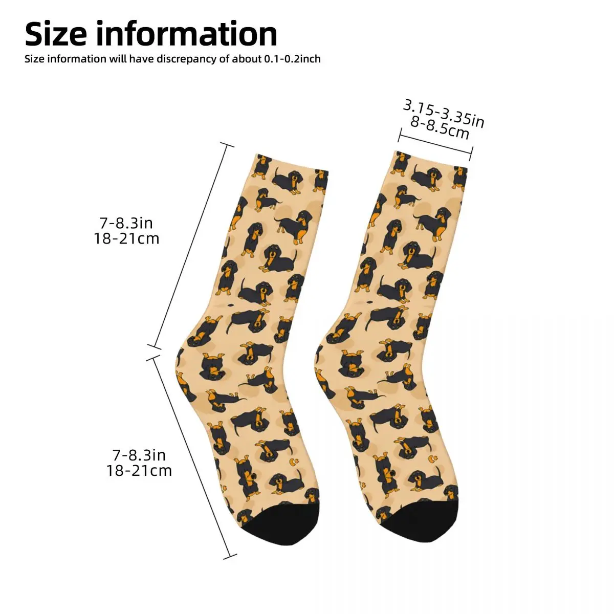 Crazy Sock for Men Blue Tan Smooth Dachshund Pattern Hip Hop Harajuku Dachshund Dog Printed Boys Crew Sock Novelty Gift