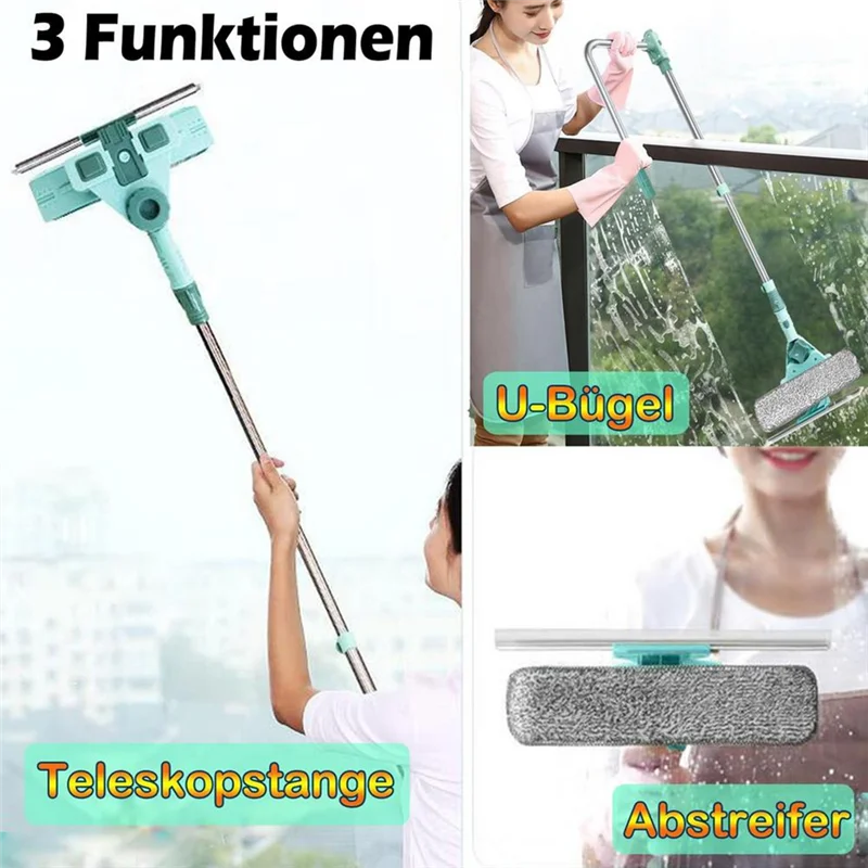 

Water Sprays Window Mesh Screen Brush Window Cleaner Magic Broom Wiper Telescopic Long Handle Mop Squeegee Cleaning Tool