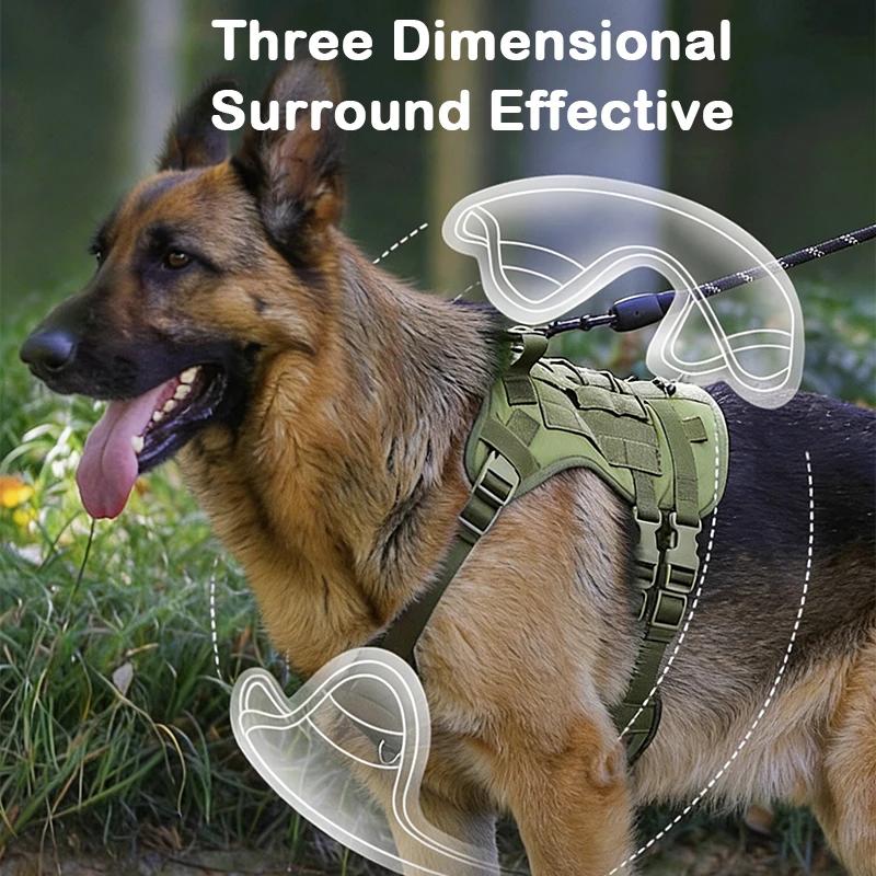 Tactical Reflective Military Dog Harness Vest For Large Dogs Working Dogs With Handle Easy Control Adjustable Harnesses