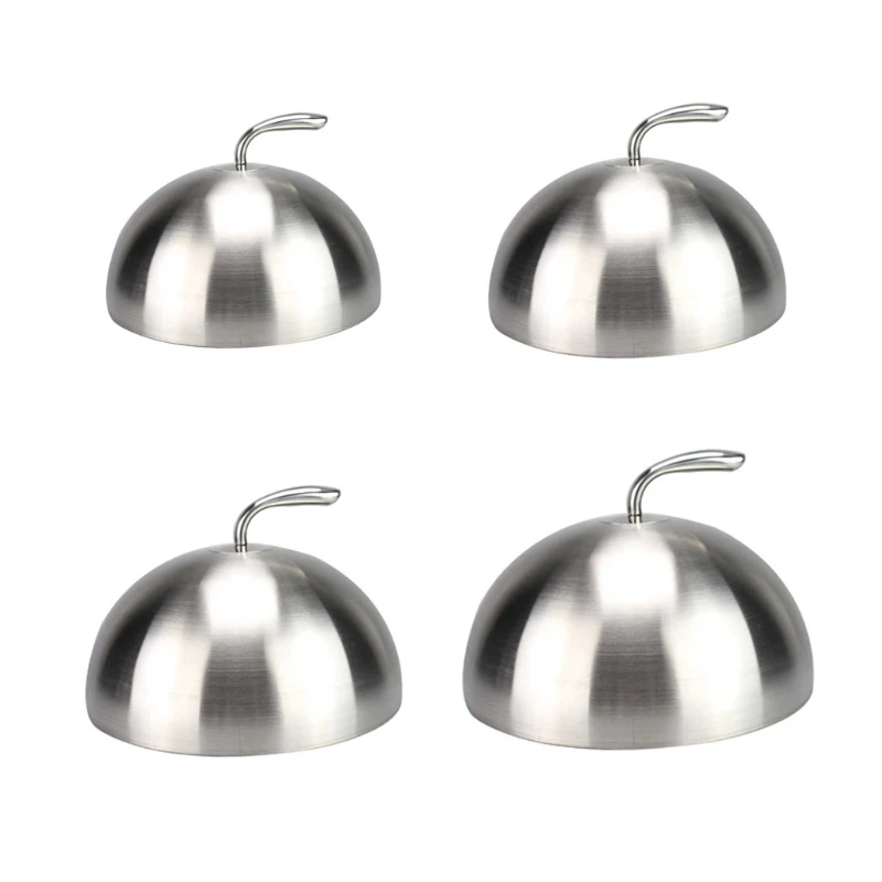 20/24/26/28cm Stainless Steel Steak Cover Teppanyaki Dome Dish Lid Home Round Oil Proof Meal Cover Kitchen Cooking Tools