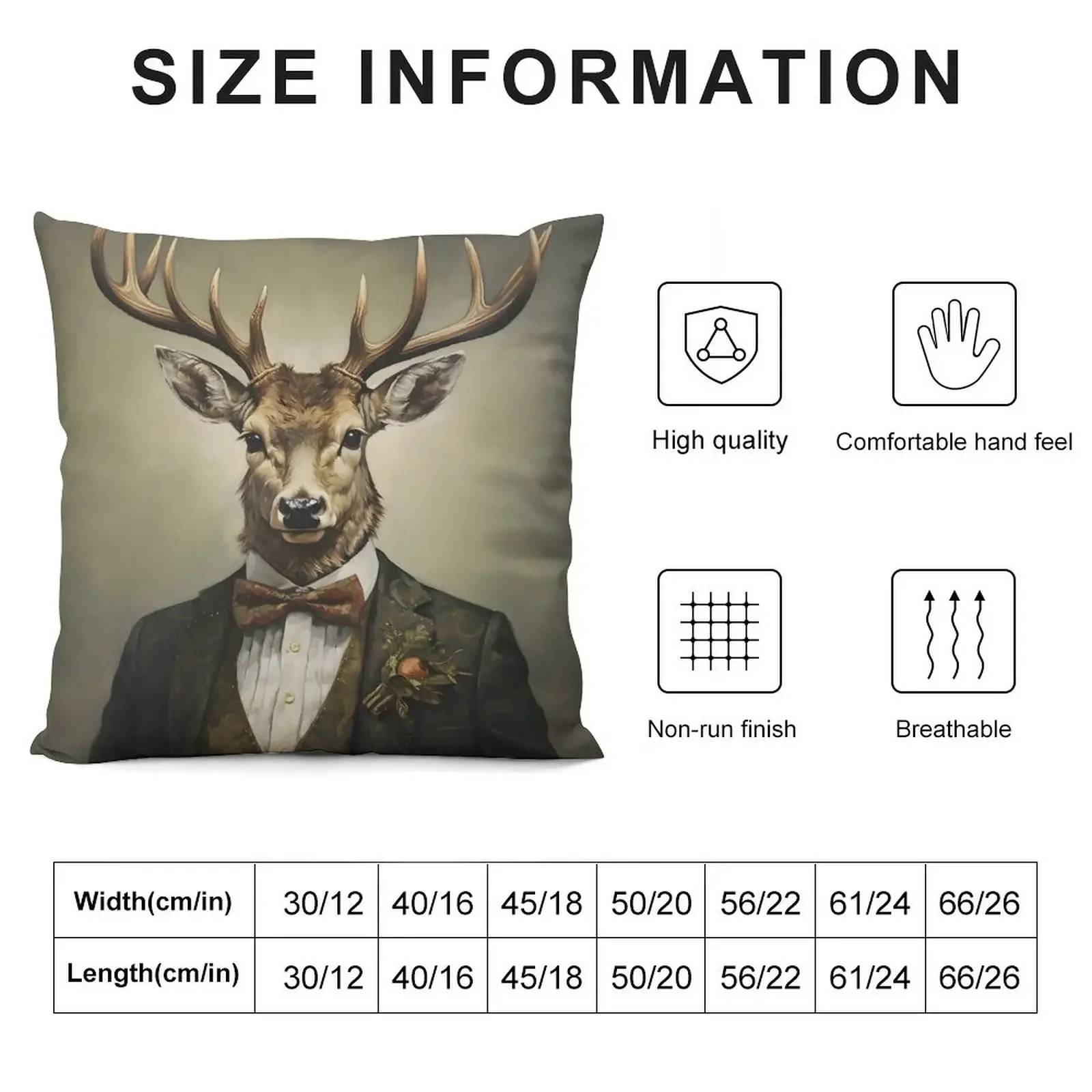 Dapper Deer Portrait Art Throw Pillow Couch Pillows Couch Cushions Luxury Pillow Case pillow