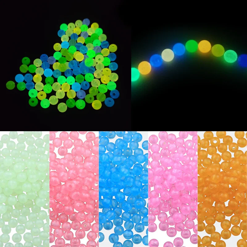 Acrylic Round Night Luminous Spacer Beads Very Pretty Colours Loose Bracer For Jewelry Makign DIY Bracelet Necklace 6mm 8mm 10mm