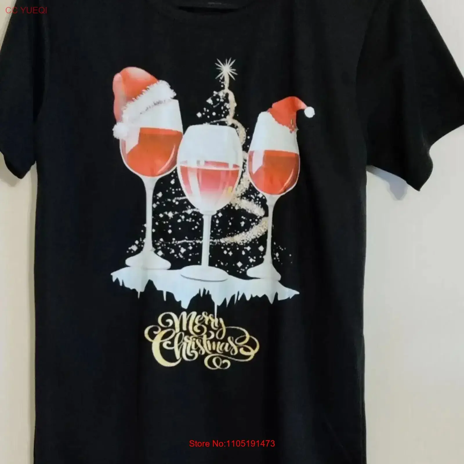 Merry Christmas T Shirt WINE GLASS Womens Medium Cocktail vintage Washed Soft Breathable Unisex Comfortable streetwear Stylish
